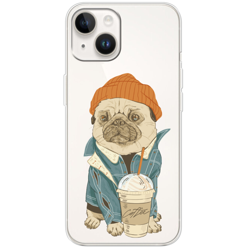 Прозрачный чехол BoxFace Apple iPhone 14 Dog Coffeeman