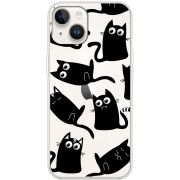 Прозрачный чехол BoxFace Apple iPhone 14 с 3D-глазками Black Kitty