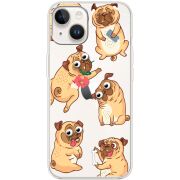 Прозрачный чехол BoxFace Apple iPhone 14 с 3D-глазками Pug