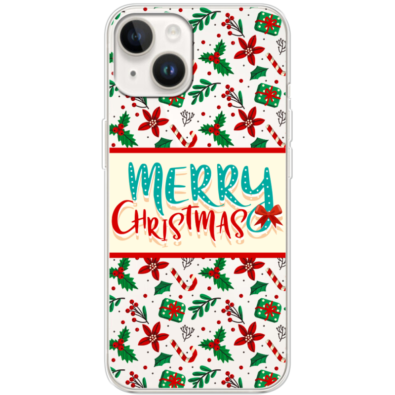 Прозрачный чехол BoxFace Apple iPhone 14 Vintage Christmas Pattern