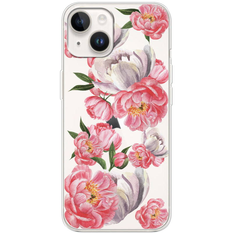 Прозрачный чехол BoxFace Apple iPhone 14 Peony Watercolor Style