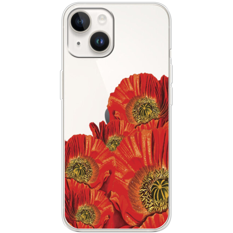 Прозрачный чехол BoxFace Apple iPhone 14 Red Poppies