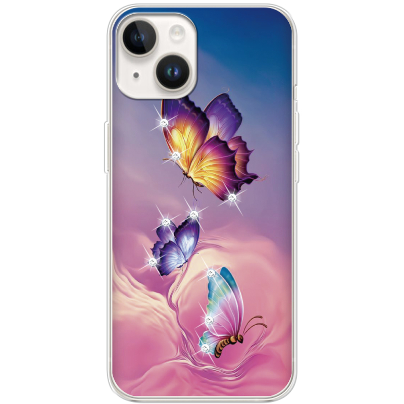 Чехол со стразами Apple iPhone 14 Butterflies