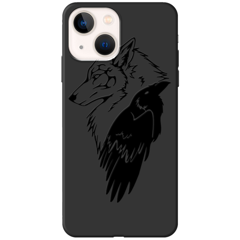 Черный чехол BoxFace Apple iPhone 14 Wolf and Raven