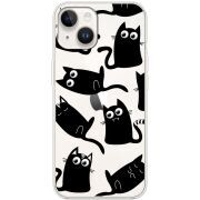 Прозрачный чехол BoxFace Apple iPhone 14 Plus с 3D-глазками Black Kitty