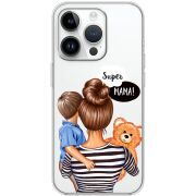 Прозрачный чехол BoxFace Apple iPhone 14 Pro Super Mama and Son