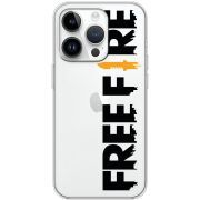 Прозрачный чехол BoxFace Apple iPhone 14 Pro Free Fire Black Logo