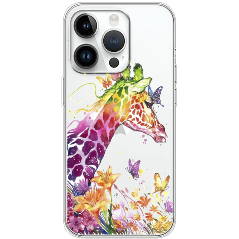 Прозрачный чехол BoxFace Apple iPhone 14 Pro Colorful Giraffe