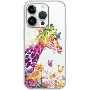 Прозрачный чехол BoxFace Apple iPhone 14 Pro Colorful Giraffe