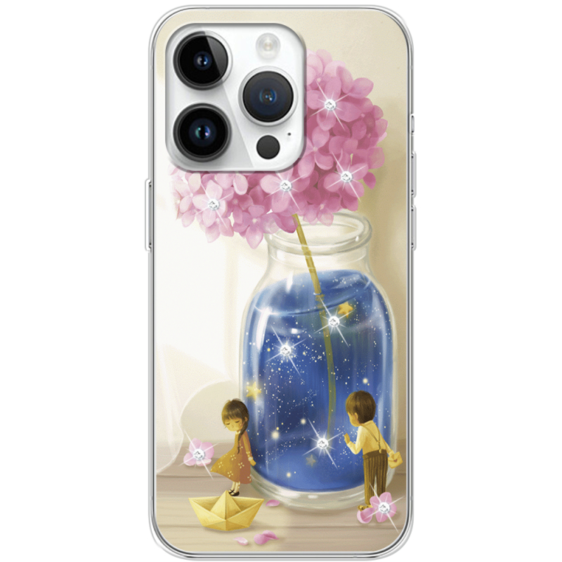 Чехол со стразами Apple iPhone 14 Pro Little Boy and Girl