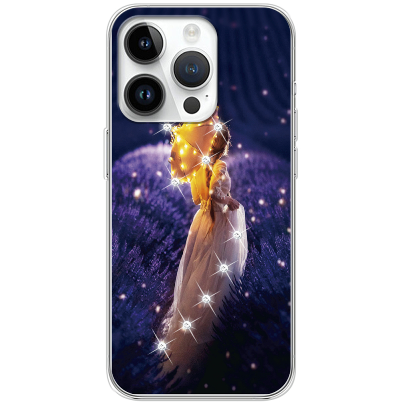 Чехол со стразами Apple iPhone 14 Pro Girl with Umbrella