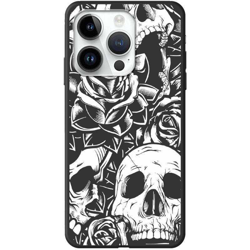 Черный чехол BoxFace Apple iPhone 14 Pro Skull and Roses