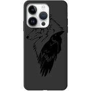 Черный чехол BoxFace Apple iPhone 14 Pro Wolf and Raven