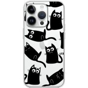 Прозрачный чехол BoxFace Apple iPhone 14 Pro Max с 3D-глазками Black Kitty