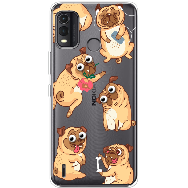 Прозрачный чехол BoxFace Nokia G11 Plus с 3D-глазками Pug