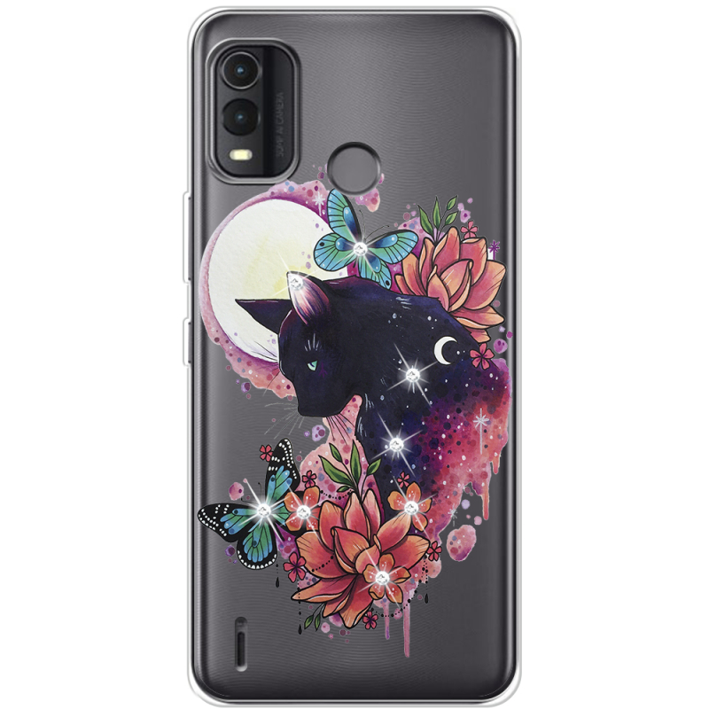 Чехол со стразами Nokia G11 Plus Cat in Flowers