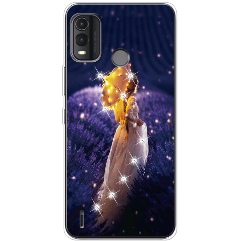 Чехол со стразами Nokia G11 Plus Girl with Umbrella