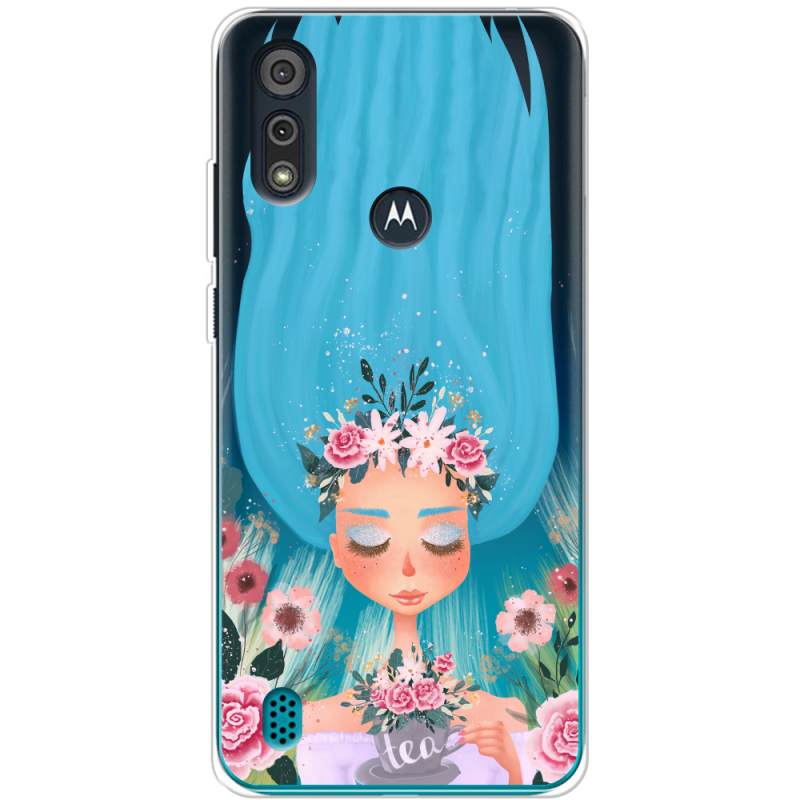 Прозрачный чехол BoxFace Motorola E6i Blue Hair