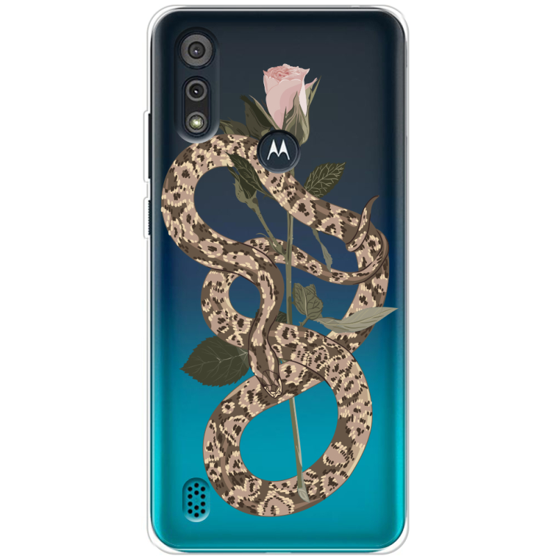 Прозрачный чехол BoxFace Motorola E6i Glamor Snake