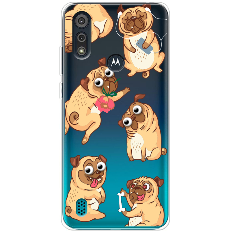 Прозрачный чехол BoxFace Motorola E6i с 3D-глазками Pug