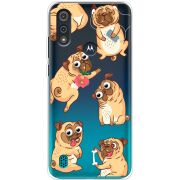 Прозрачный чехол BoxFace Motorola E6i с 3D-глазками Pug