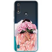 Прозрачный чехол BoxFace Motorola E6i Девушка с Пионами