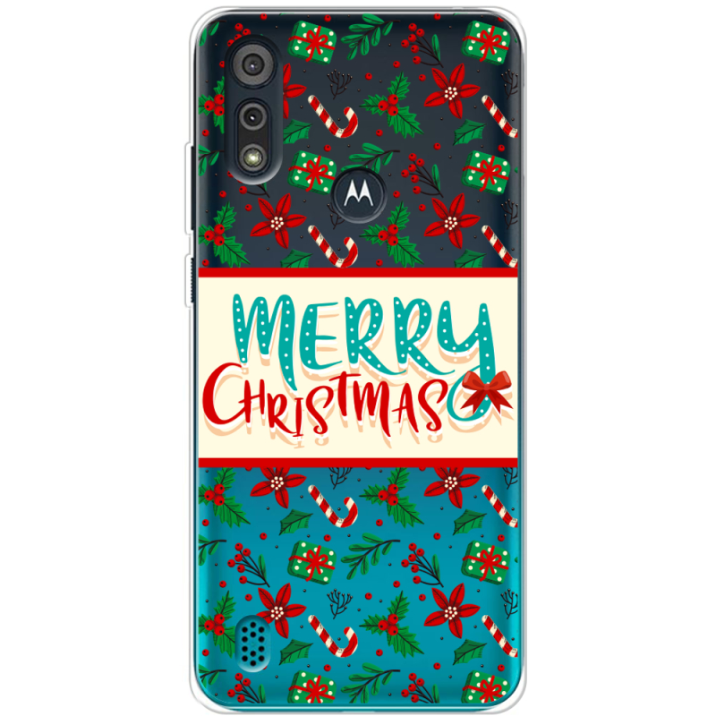 Прозрачный чехол BoxFace Motorola E6i Vintage Christmas Pattern