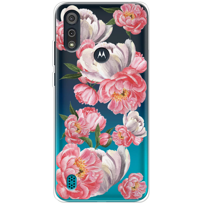 Прозрачный чехол BoxFace Motorola E6i Peony Watercolor Style