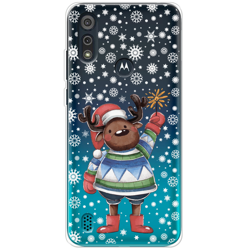 Прозрачный чехол BoxFace Motorola E6i Christmas Deer with Snow