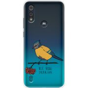 Прозрачный чехол BoxFace Motorola E6i Синиця і калина