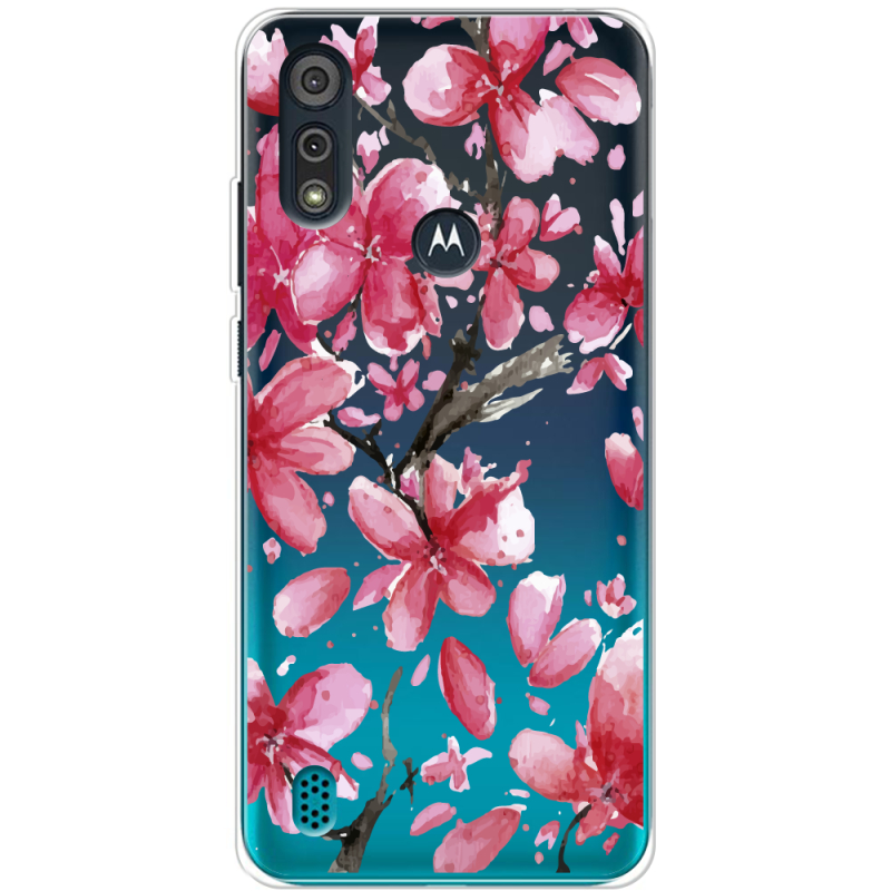 Прозрачный чехол BoxFace Motorola E6i Pink Magnolia