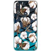 Прозрачный чехол BoxFace Motorola E6i Cotton flowers