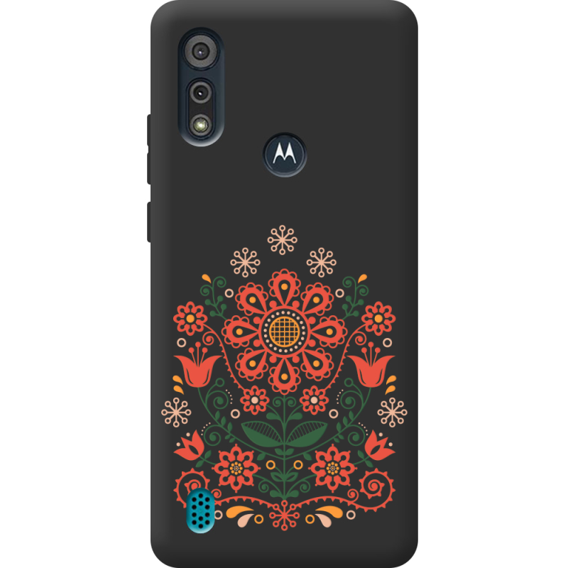 Черный чехол BoxFace Motorola E6i Ukrainian Ornament