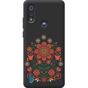 Черный чехол BoxFace Motorola E6i Ukrainian Ornament