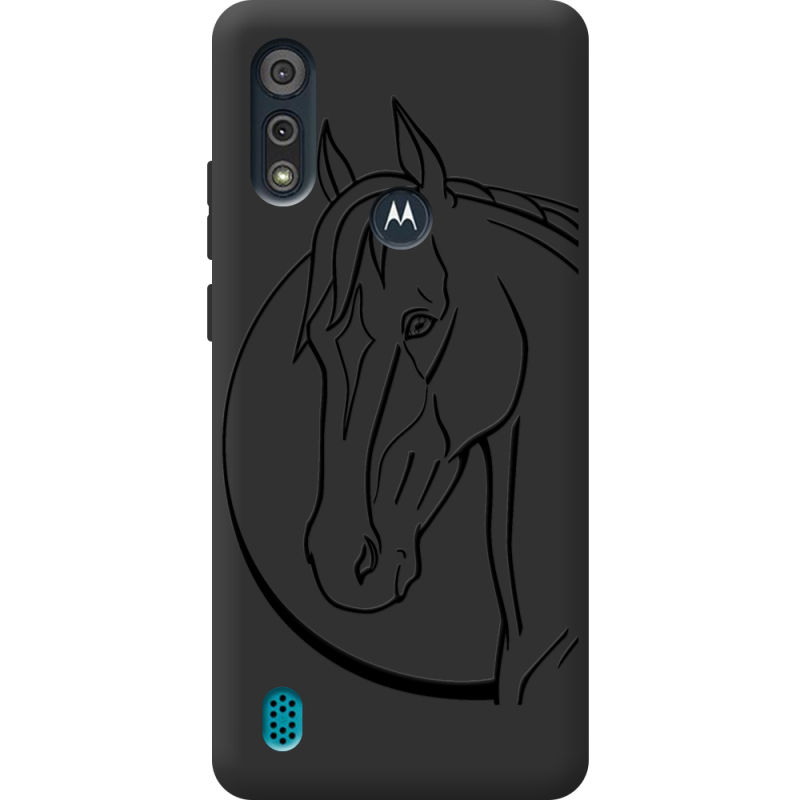 Черный чехол BoxFace Motorola E6i Horse