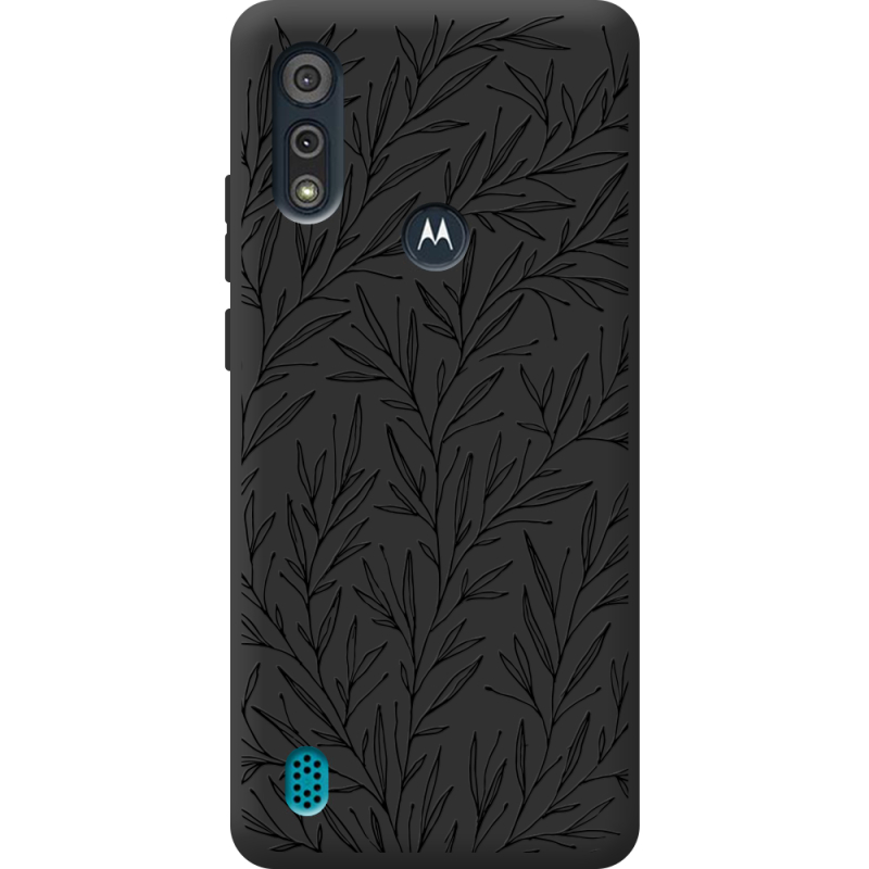 Черный чехол BoxFace Motorola E6i Leaves