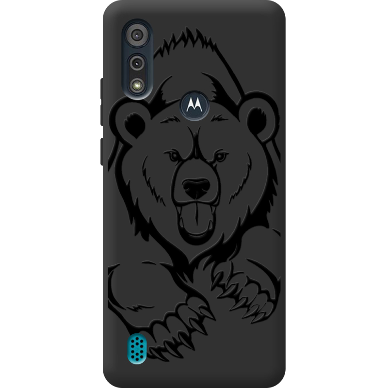 Черный чехол BoxFace Motorola E6i Grizzly Bear