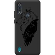 Черный чехол BoxFace Motorola E6i Wolf and Raven