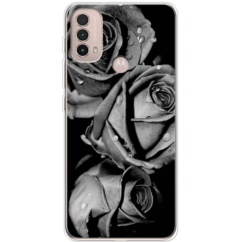 Чехол BoxFace Motorola E40 Black and White Roses