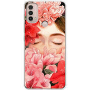 Чехол BoxFace Motorola E40 Girl in Flowers