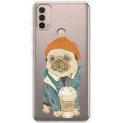 Прозрачный чехол BoxFace Motorola E40 Dog Coffeeman