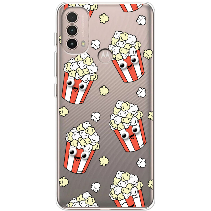 Прозрачный чехол BoxFace Motorola E40 с 3D-глазками Popcorn