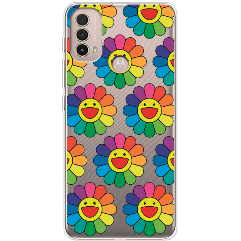 Прозрачный чехол BoxFace Motorola E40 Hippie Flowers