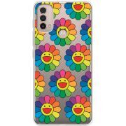 Прозрачный чехол BoxFace Motorola E40 Hippie Flowers