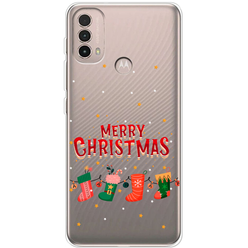 Прозрачный чехол BoxFace Motorola E40 Merry Christmas