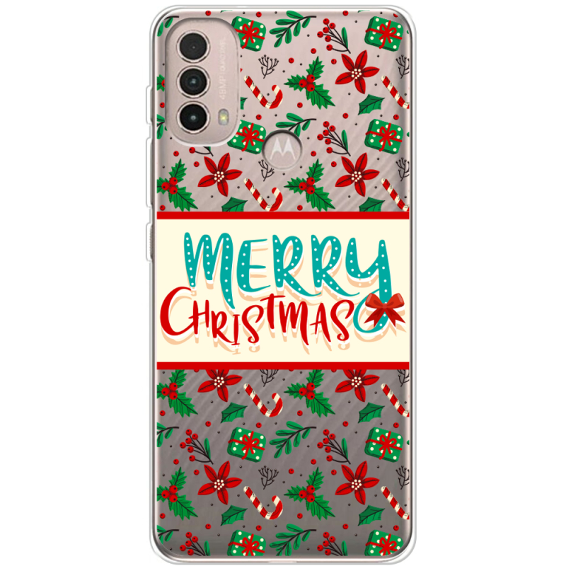 Прозрачный чехол BoxFace Motorola E40 Vintage Christmas Pattern