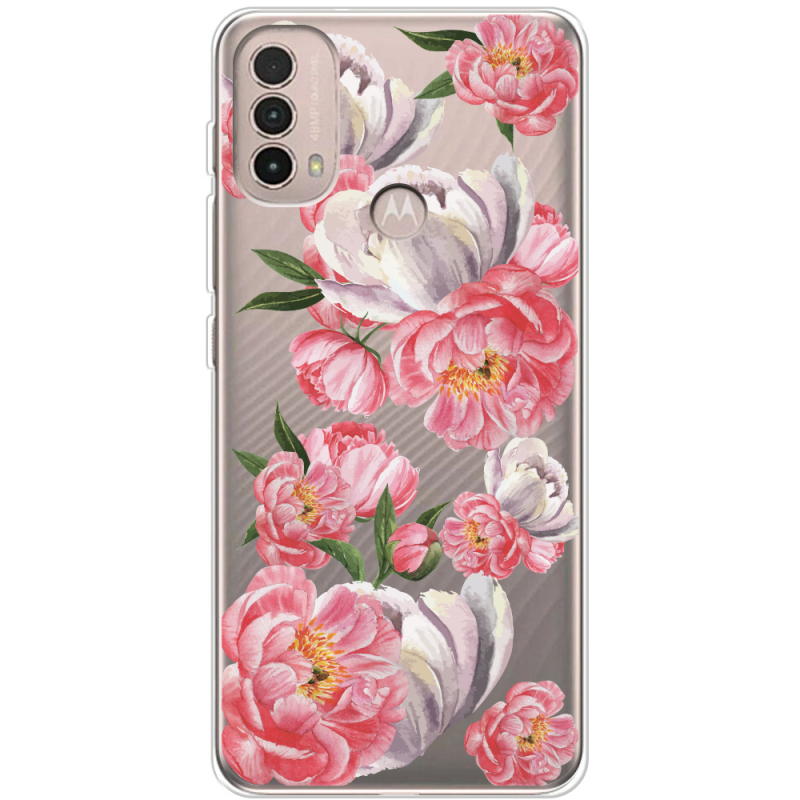 Прозрачный чехол BoxFace Motorola E40 Peony Watercolor Style