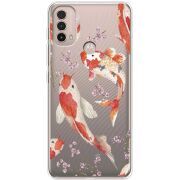 Прозрачный чехол BoxFace Motorola E40 Japanese Koi Fish