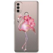 Прозрачный чехол BoxFace Motorola E40 Floral Flamingo