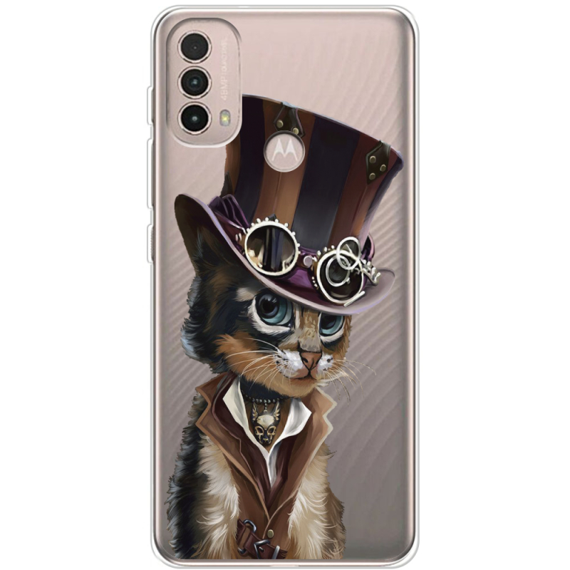 Прозрачный чехол BoxFace Motorola E40 Steampunk Cat